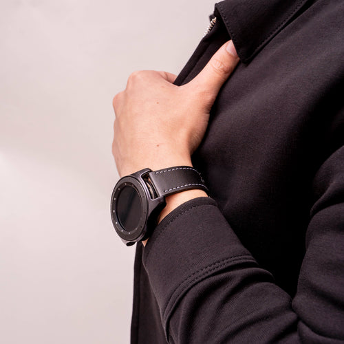 Huawei Watch 3 (Pro) 'One Push' Leather Strap (Black)
