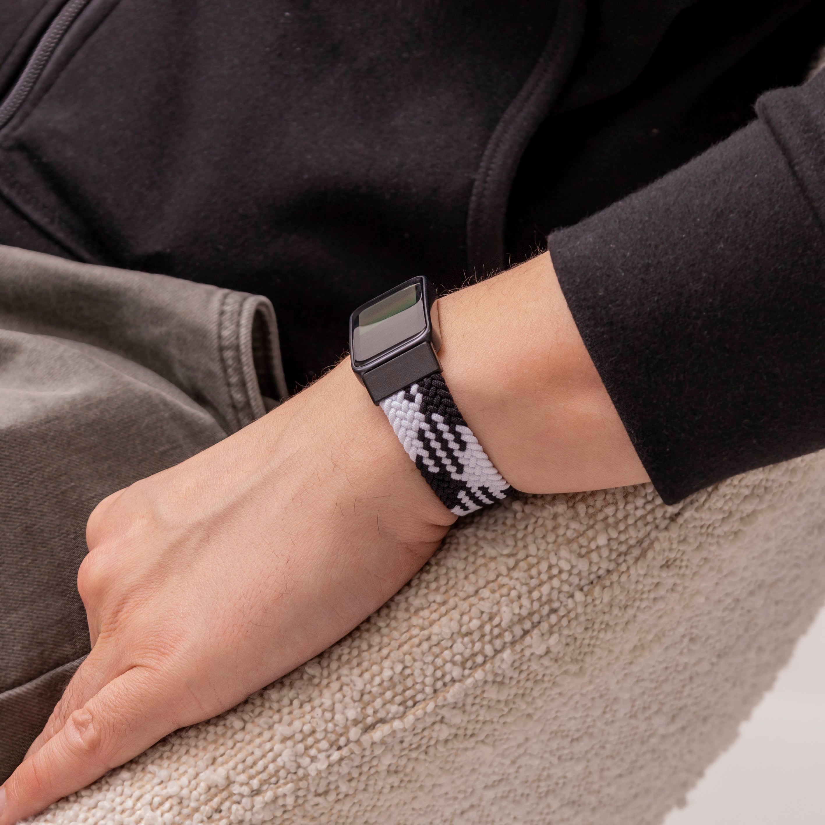 Bracelet tressé Huawei Band 9 (mandala noir)
