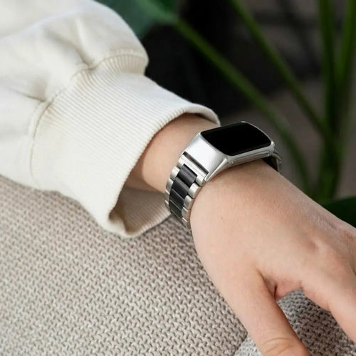 Fitbit Charge 6 Steel Strap (Silver-Black)