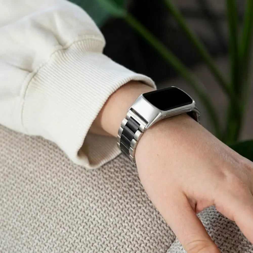 Fitbit Charge 6 Steel Strap (Silver-Black)