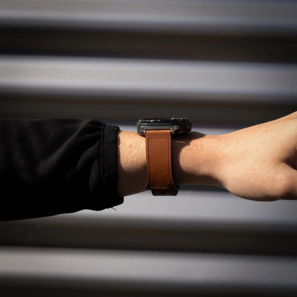 Leather Strap with Snap Closure, brown, lifestyle photo