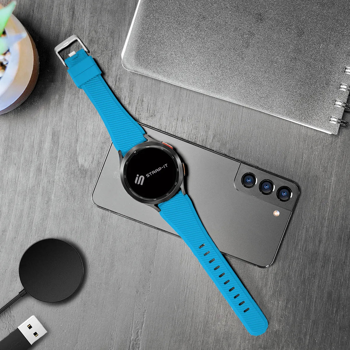 Bracelet twill silicone OnePlus Watch 4 - 47mm (bleu clair)