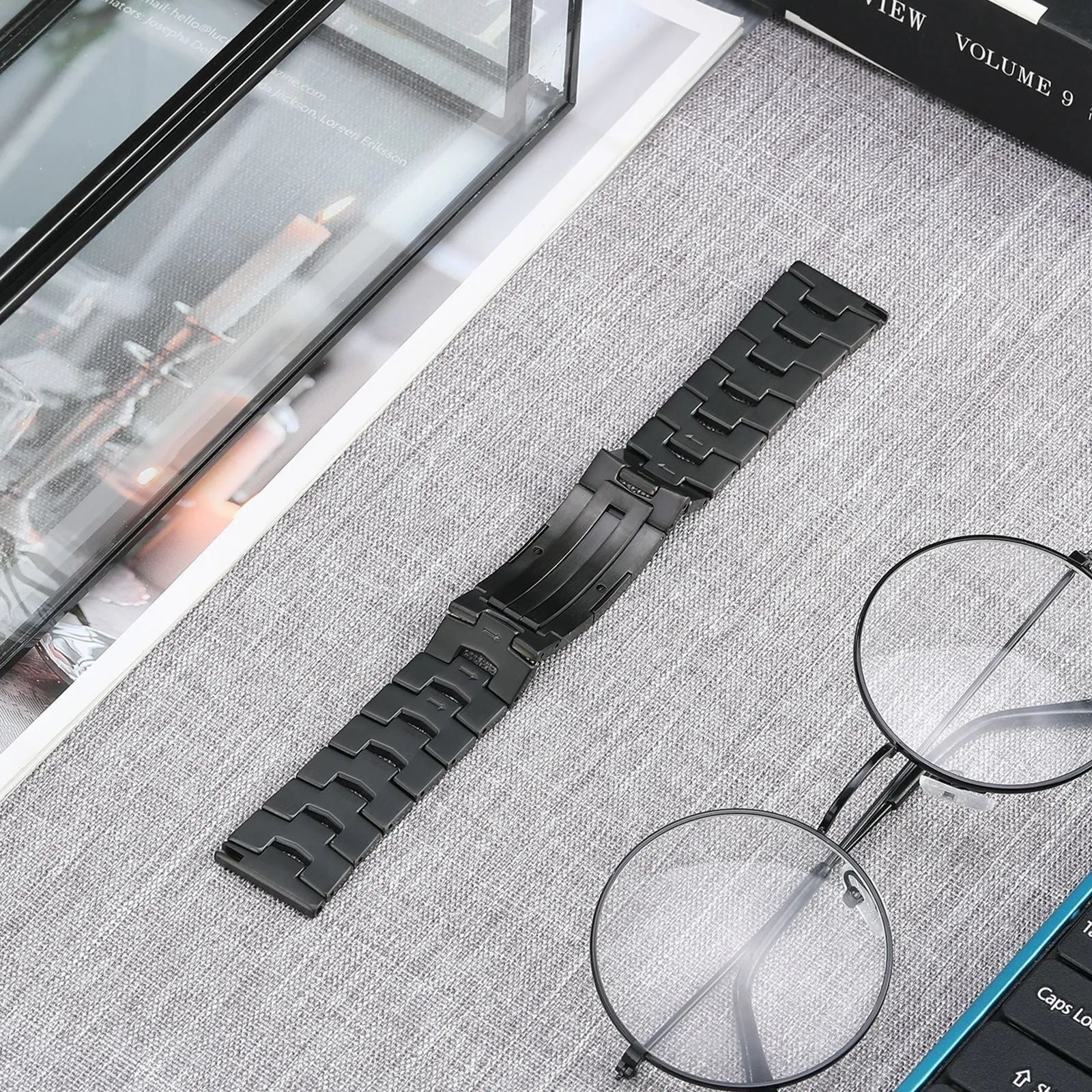 Bracelet titane granulé Suunto Vertical 2 (boucle plate) (noir)