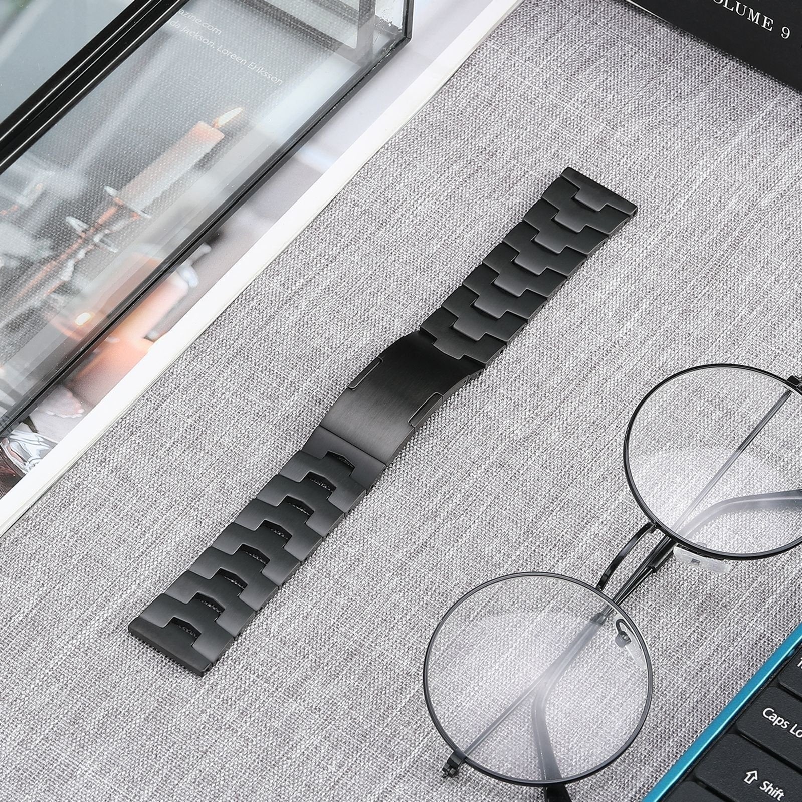 Bracelet titane granulaire Huawei Watch GT 5 Pro - 46mm- cierre plano (noir)