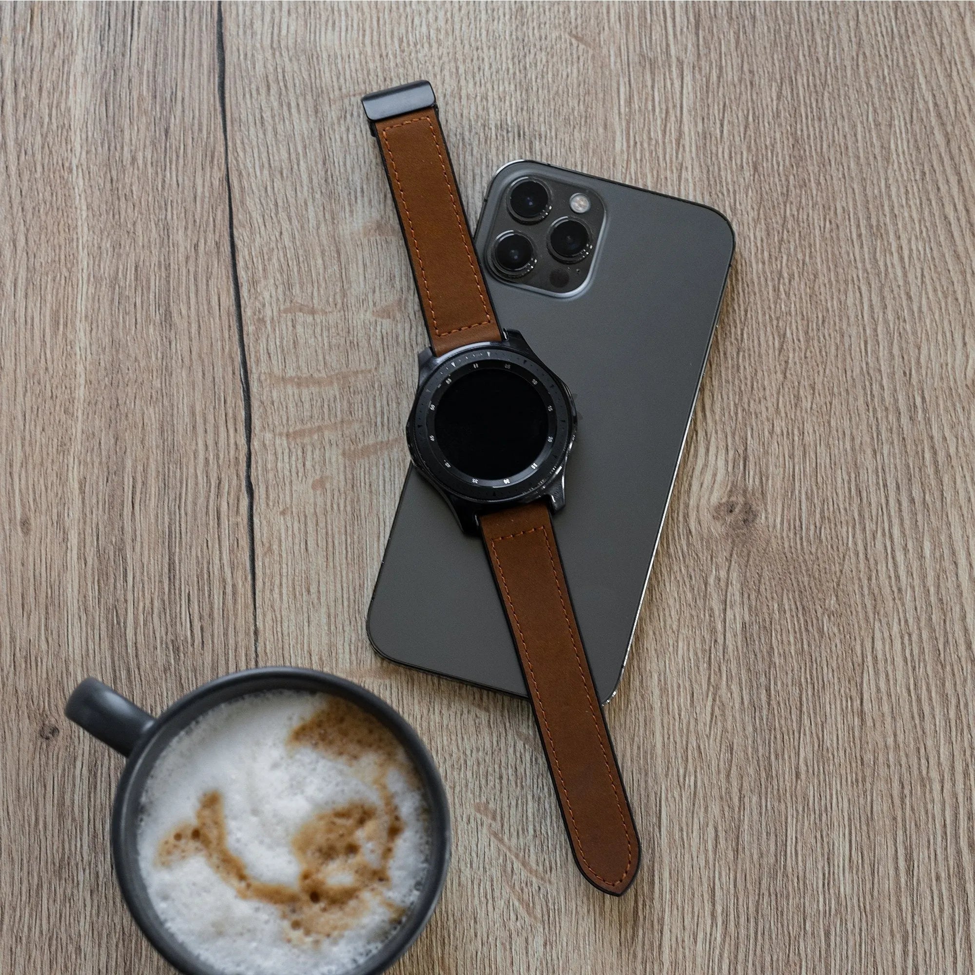 Bracelet en cuir avec boucle-D OnePlus Watch 3 (brun foncé)