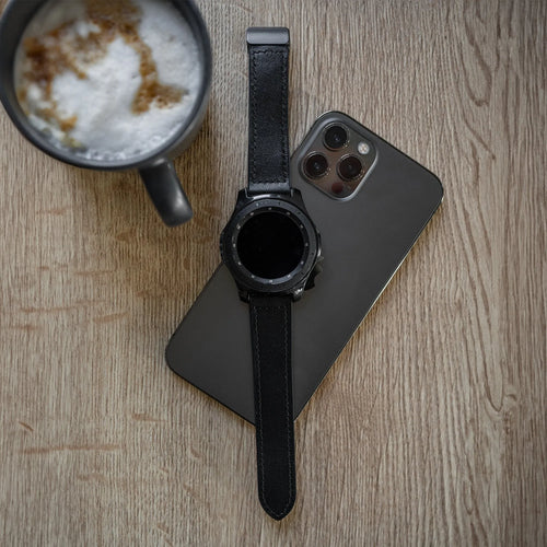 Bracelet en cuir avec boucle-D OnePlus Watch 3 (noir)