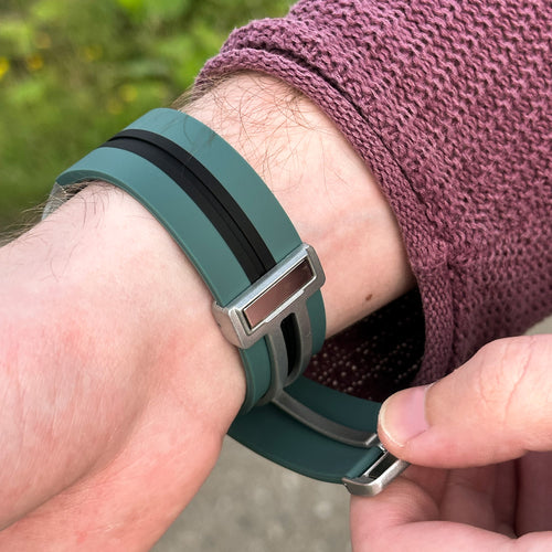 Silicone Magnetic Sport Strap, green/black, lifestyle photo