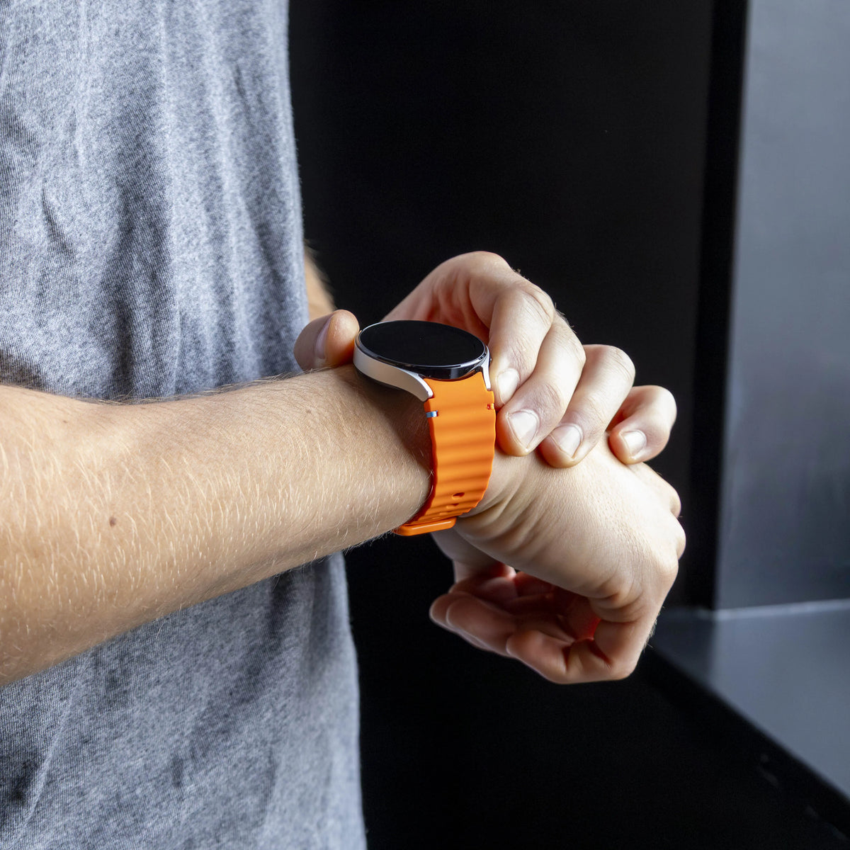 Wave Silicone Strap, orange, lifestyle photo