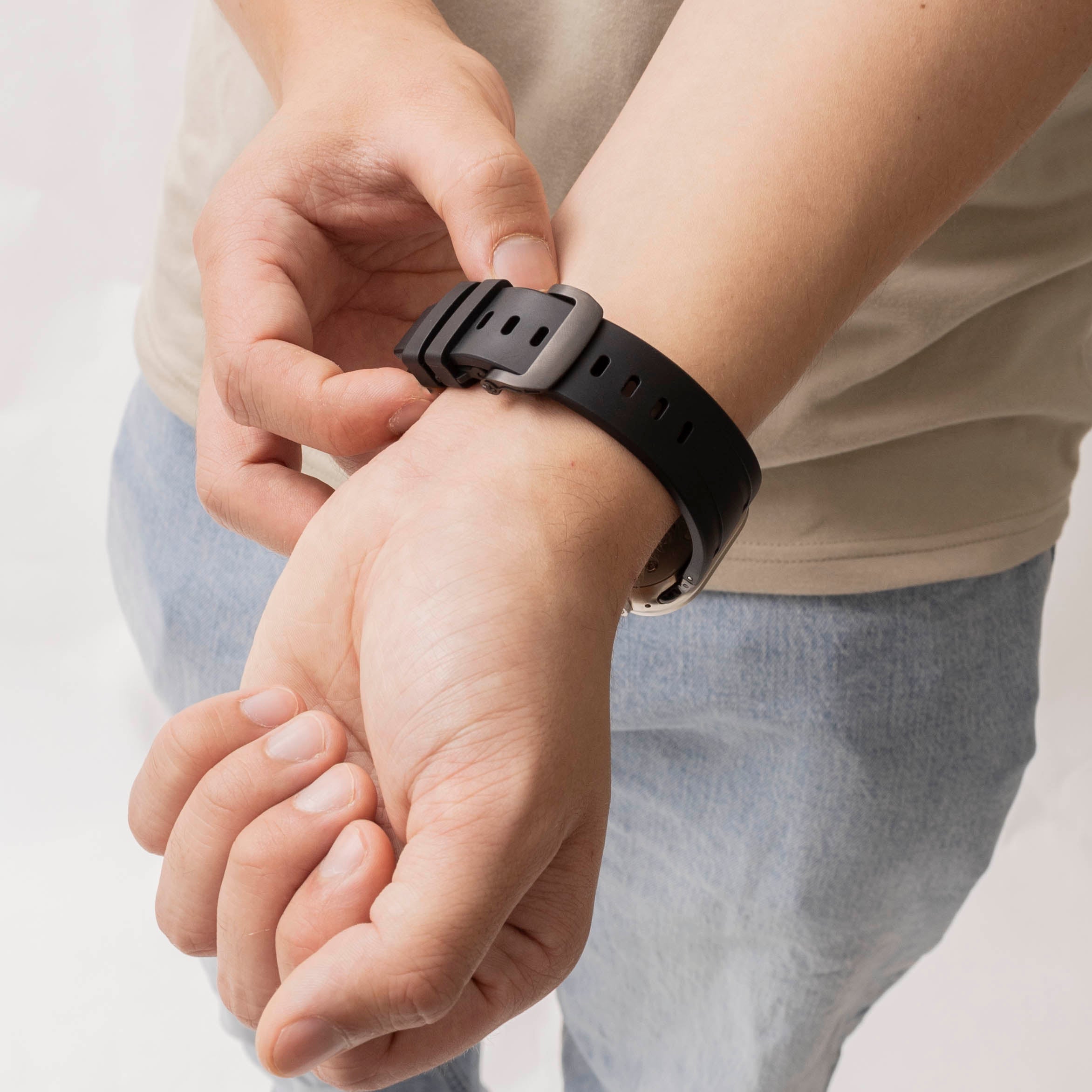 Bandz Bracelet silicone 'Luxe Liquid' Apple Watch Ultra (noir avec noir)