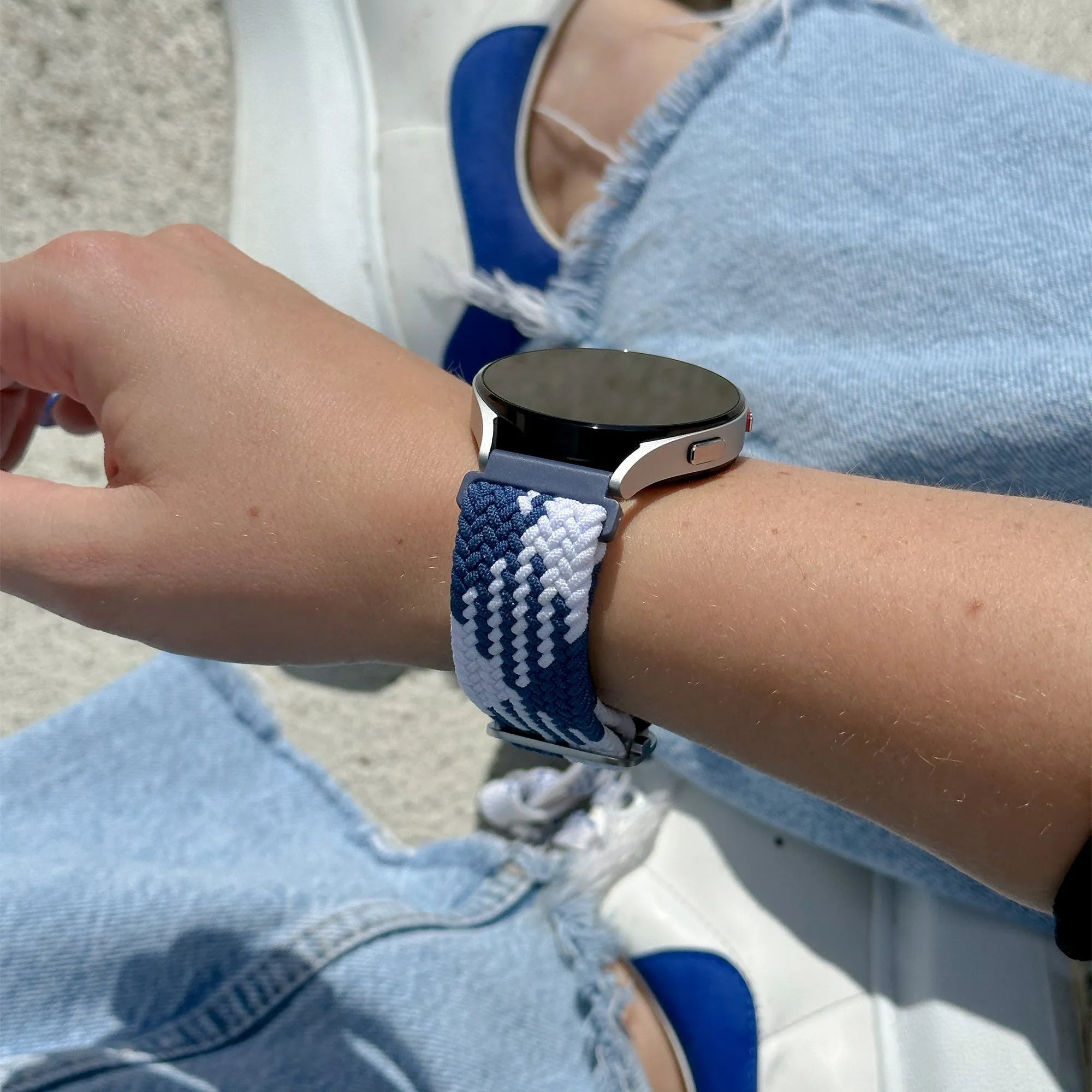Bracelet tressé réglable Coros Apex 42mm (bleu/blanc)
