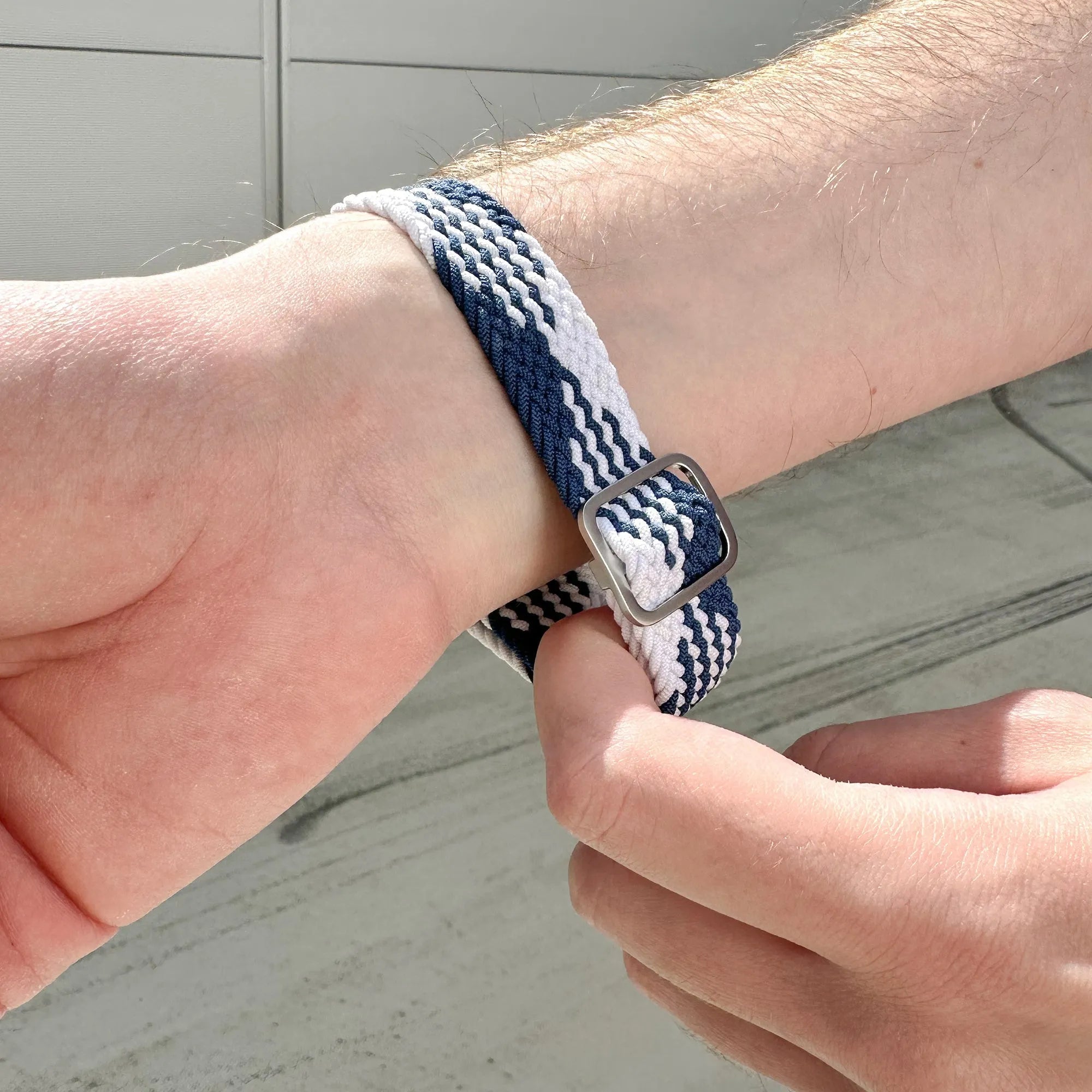 Bracelet tressé réglable Coros Apex 42mm (bleu/blanc)