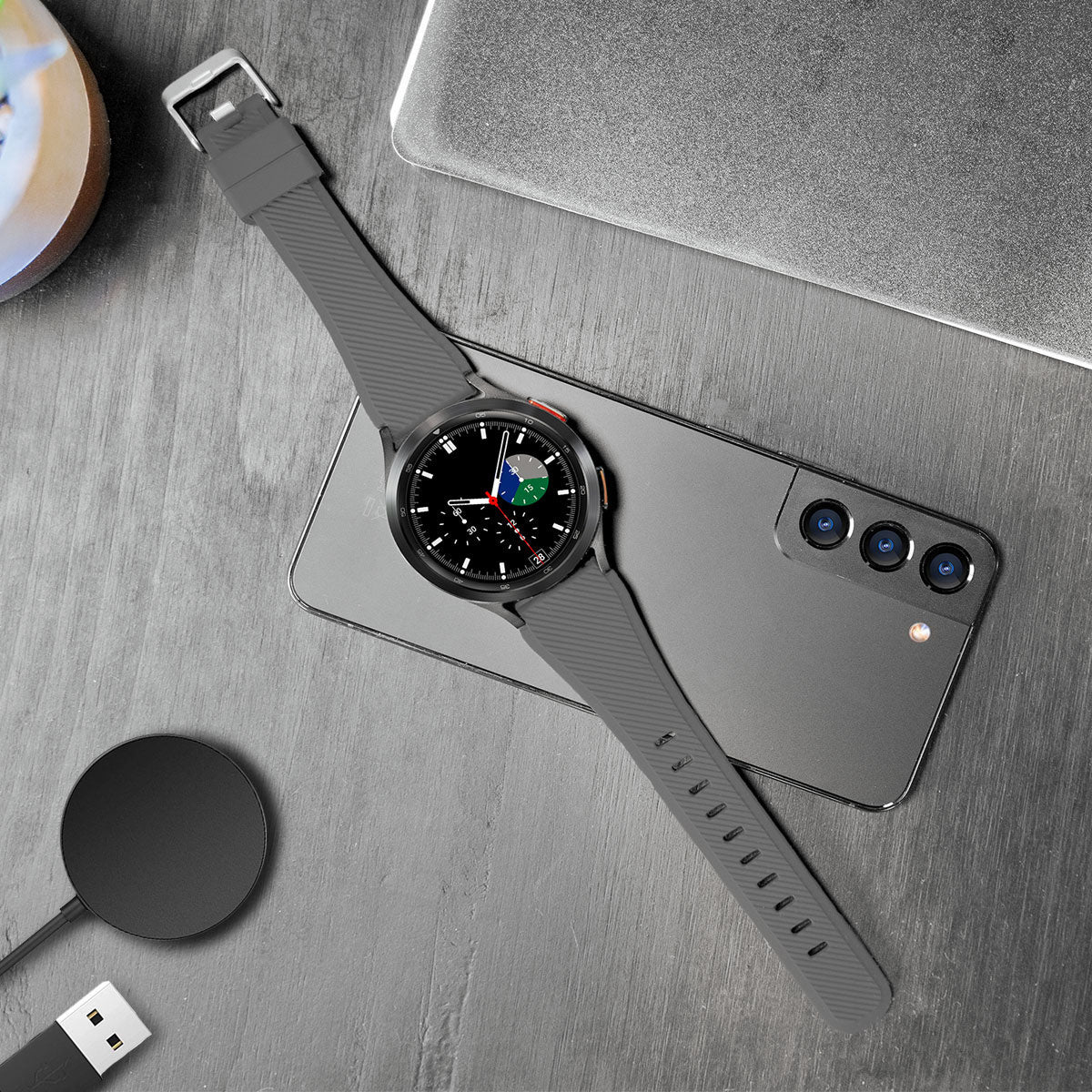 Twill Silicone Strap, grey, lifestyle photo