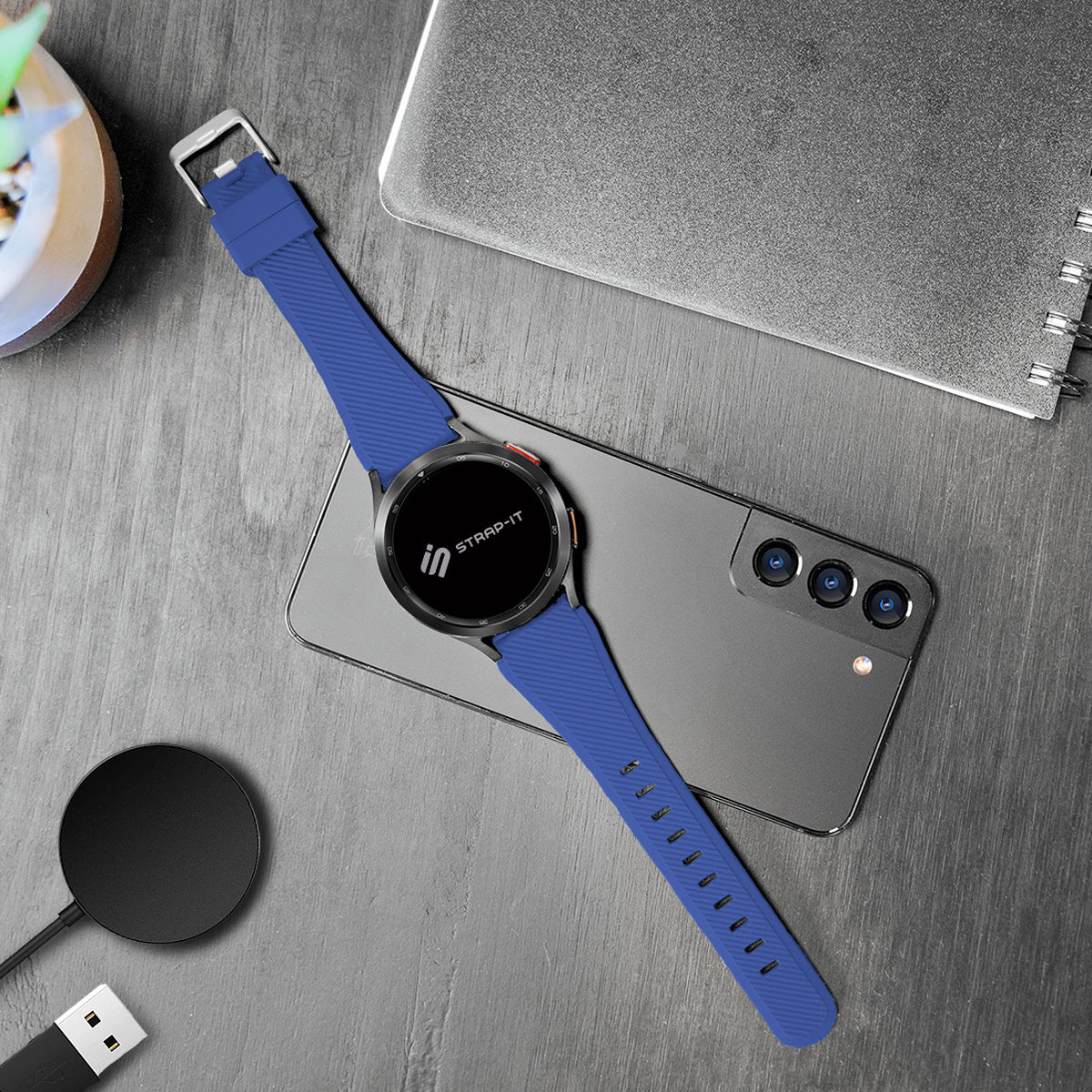 Bracelet twill silicone ICE Smart 2.0 Rectangular 1.96 (bleu)