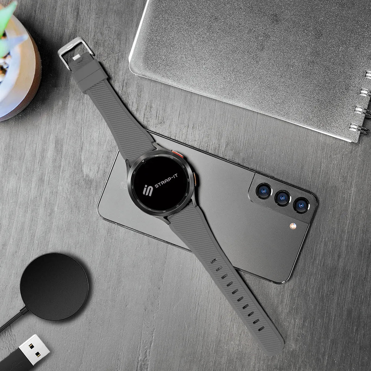 Bracelet silicone sergé Amazfit Bip 3 (Pro) (gris)