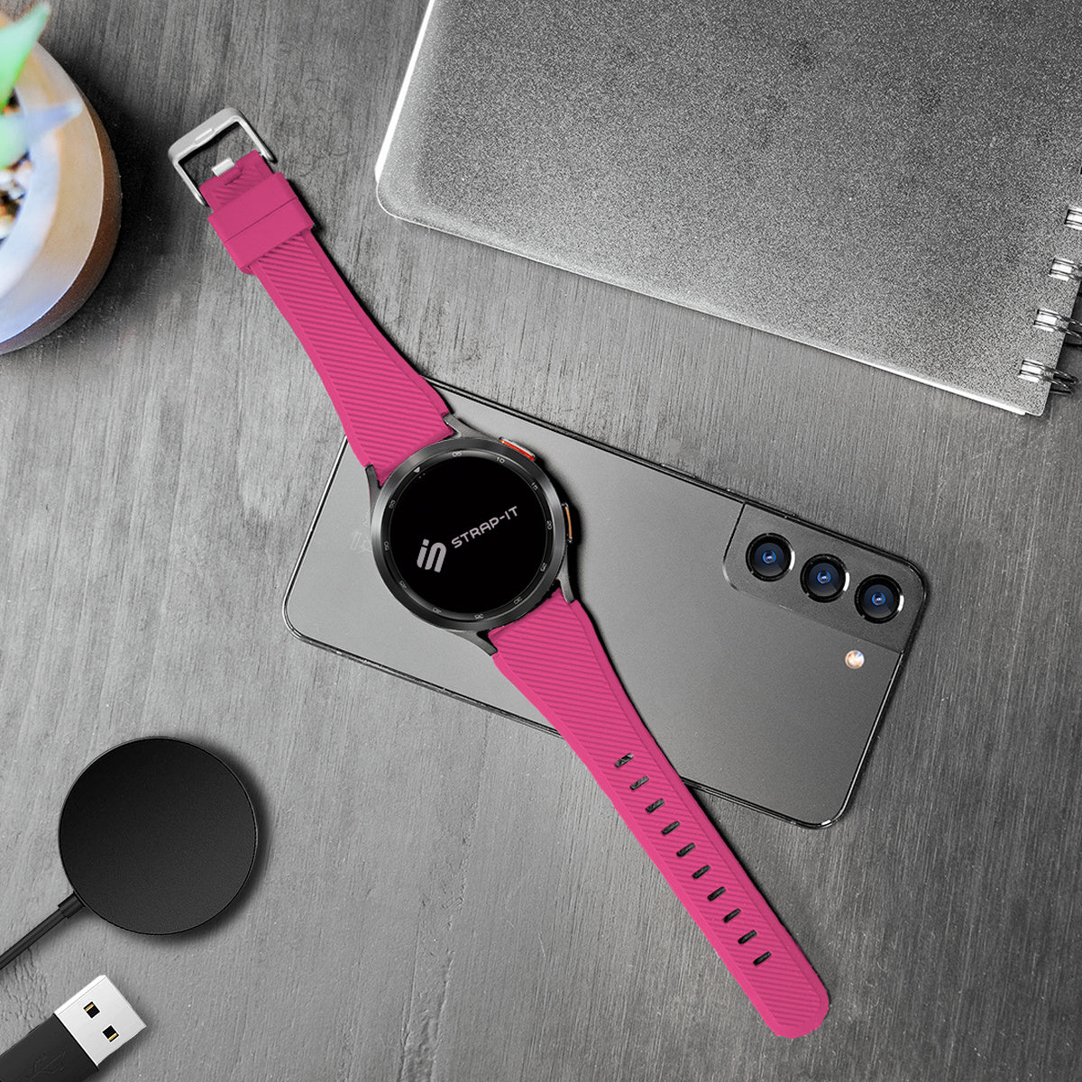 Bracelet silicone sergé Withings Steel HR Sport (rose brillante)