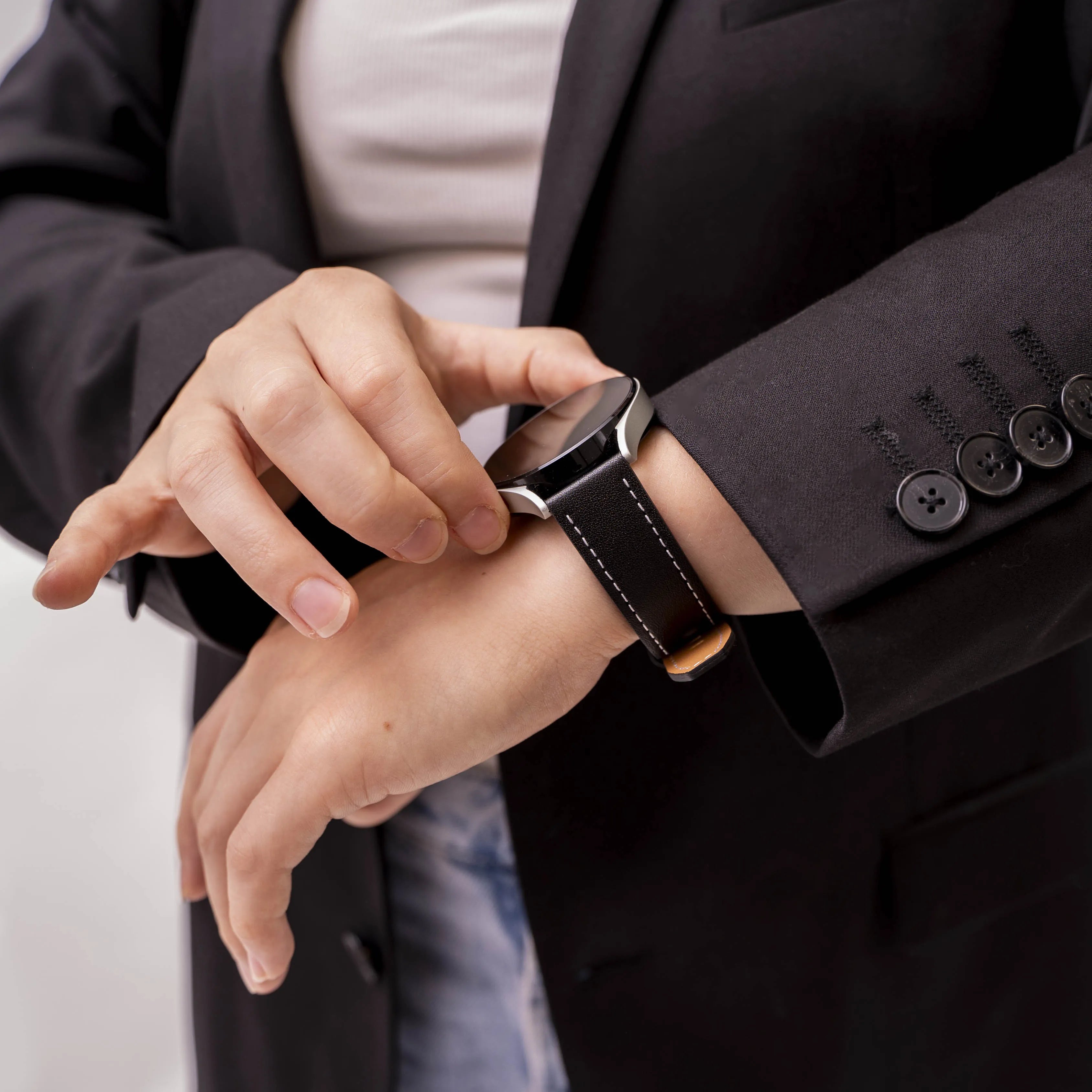 Bracelet cuir 'One Push' Fossil Gen 6 - 42mm (noir)