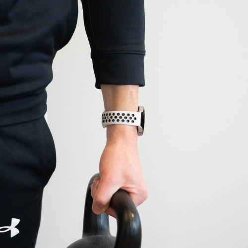 Bandz Bracelet sport 'Deluxe' Pebble Round 2 - 20mm (blanc/noir)
