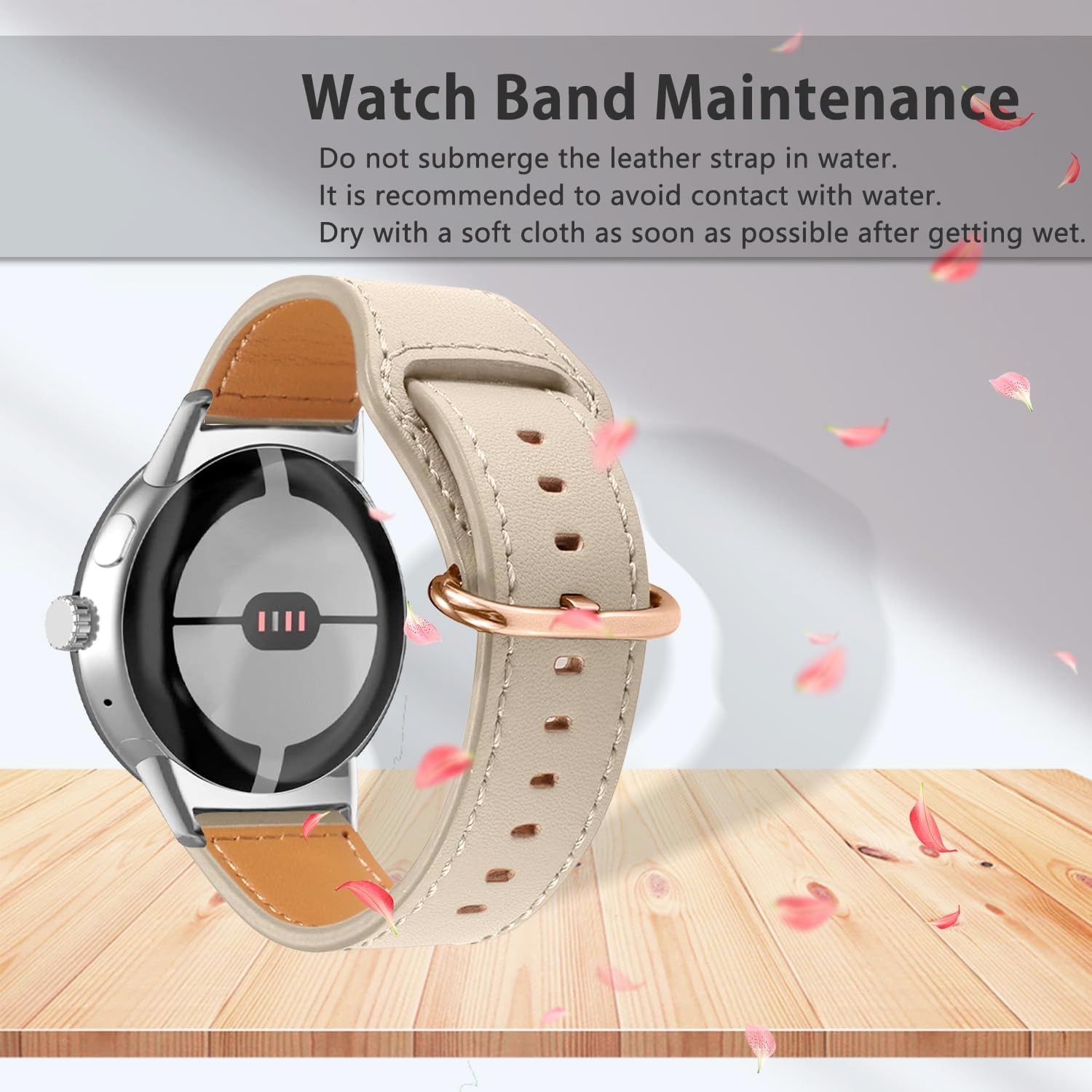 Bracelet cuir à maillons Google Pixel Watch 4 - 41mm (beige)