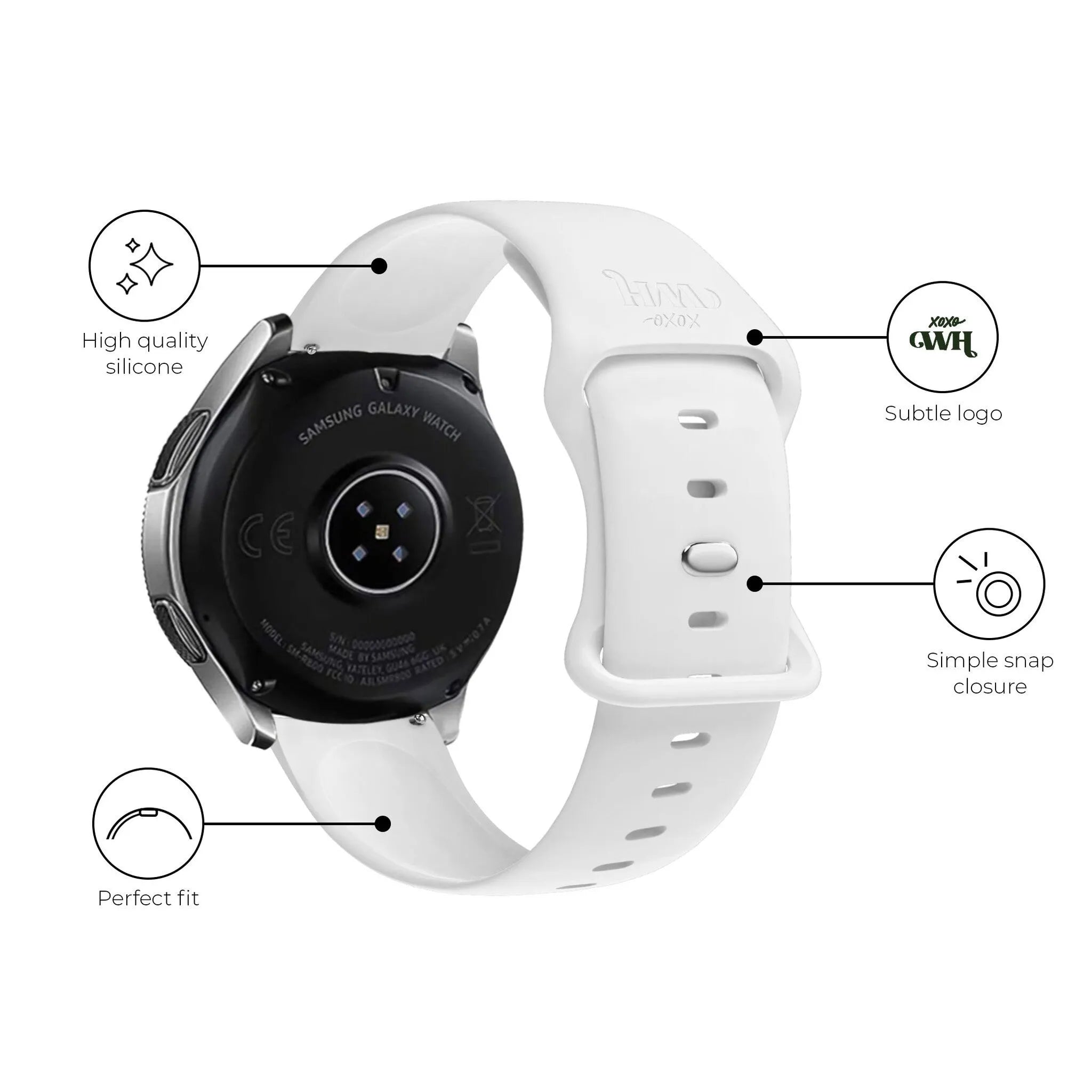Bracelet silicone xoxo Wildhearts Amazfit GTS 3 (blanc)