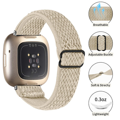 Fitbit Versa 3 Elastic Strap (Beige)