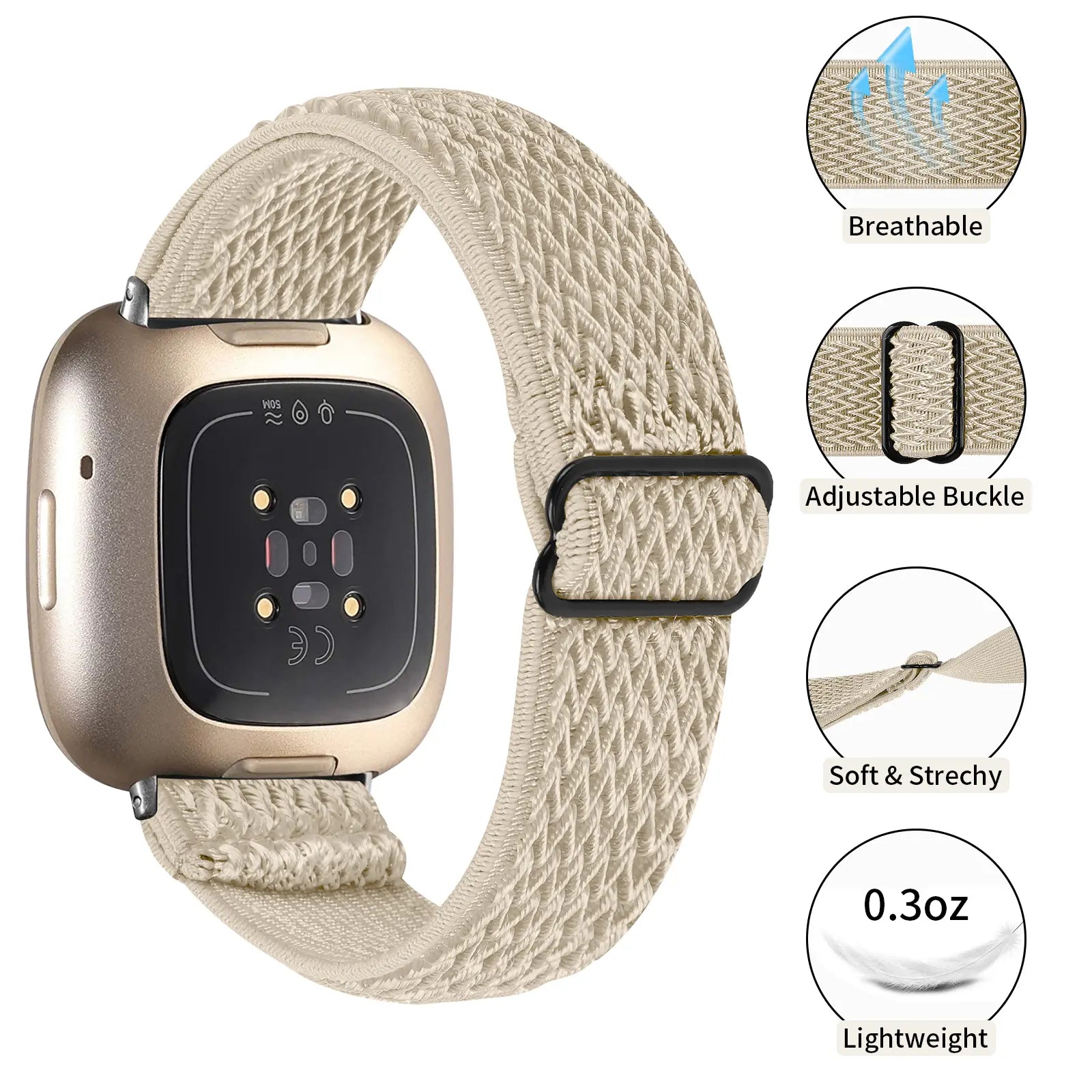 Bracelet élastique Fitbit Sense (beige)