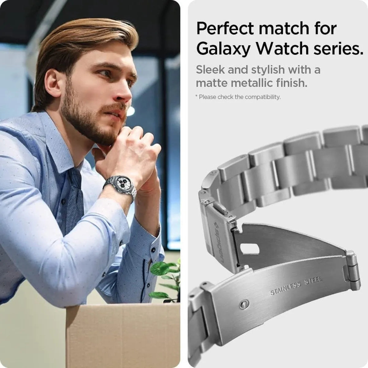 Spigen Bracelet acier Xiaomi Amazfit Bip (argenté)