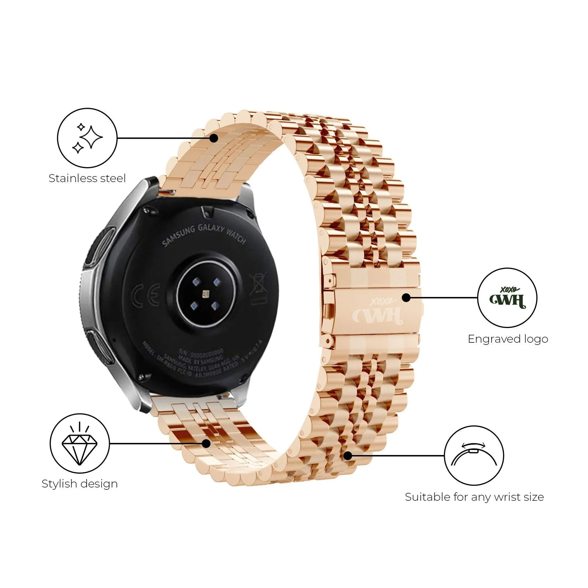 Bracelet acier xoxo Wildhearts Amazfit GTS 2 (rose/doré)