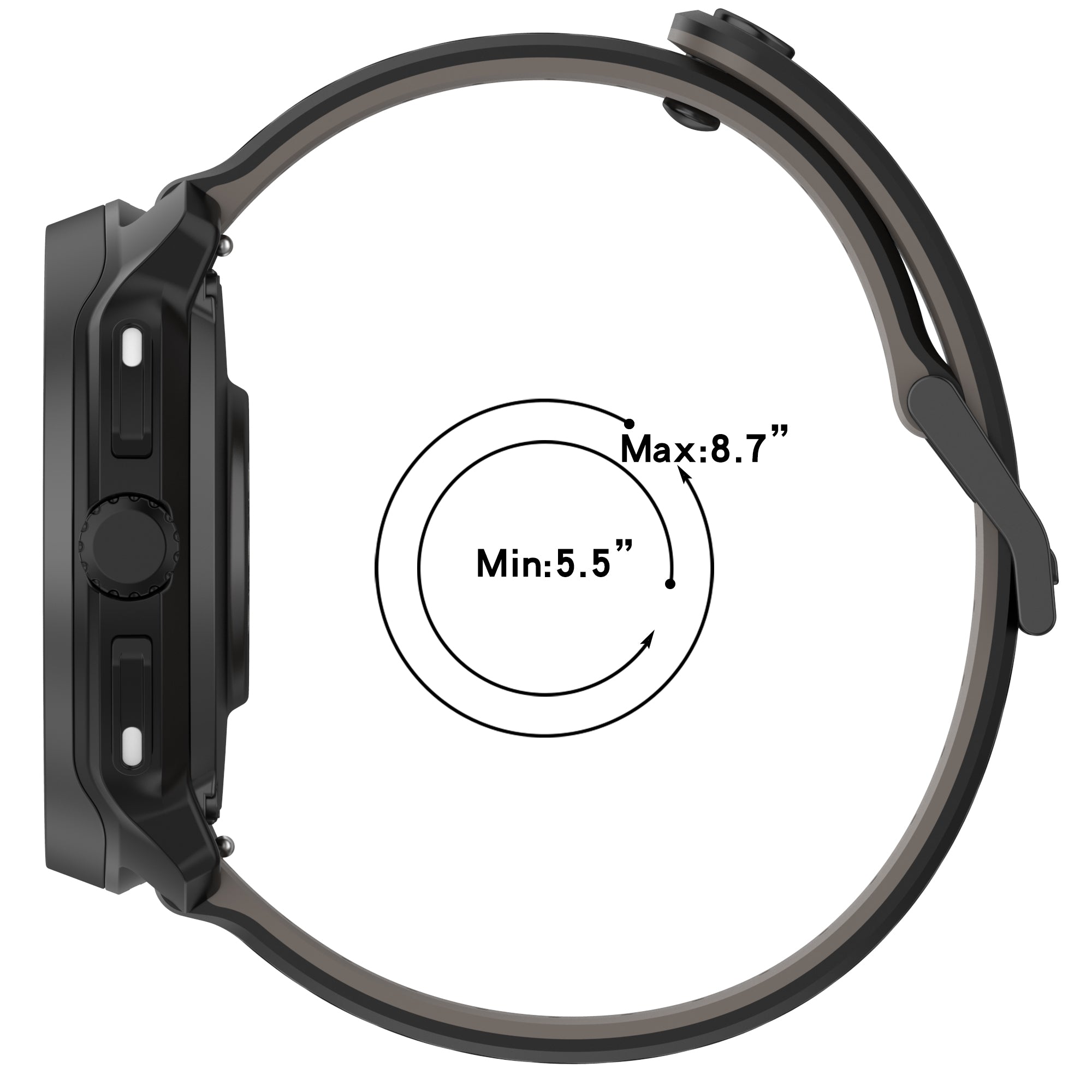 Bracelet silicone à rayures Huawei Watch GT 5 Pro - 46mm (noir)