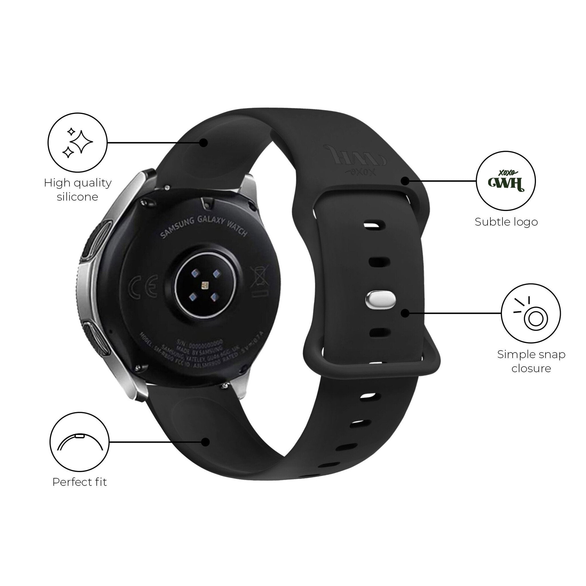 Bracelet silicone xoxo Wildhearts Samsung Galaxy Watch 4 40mm (noir)