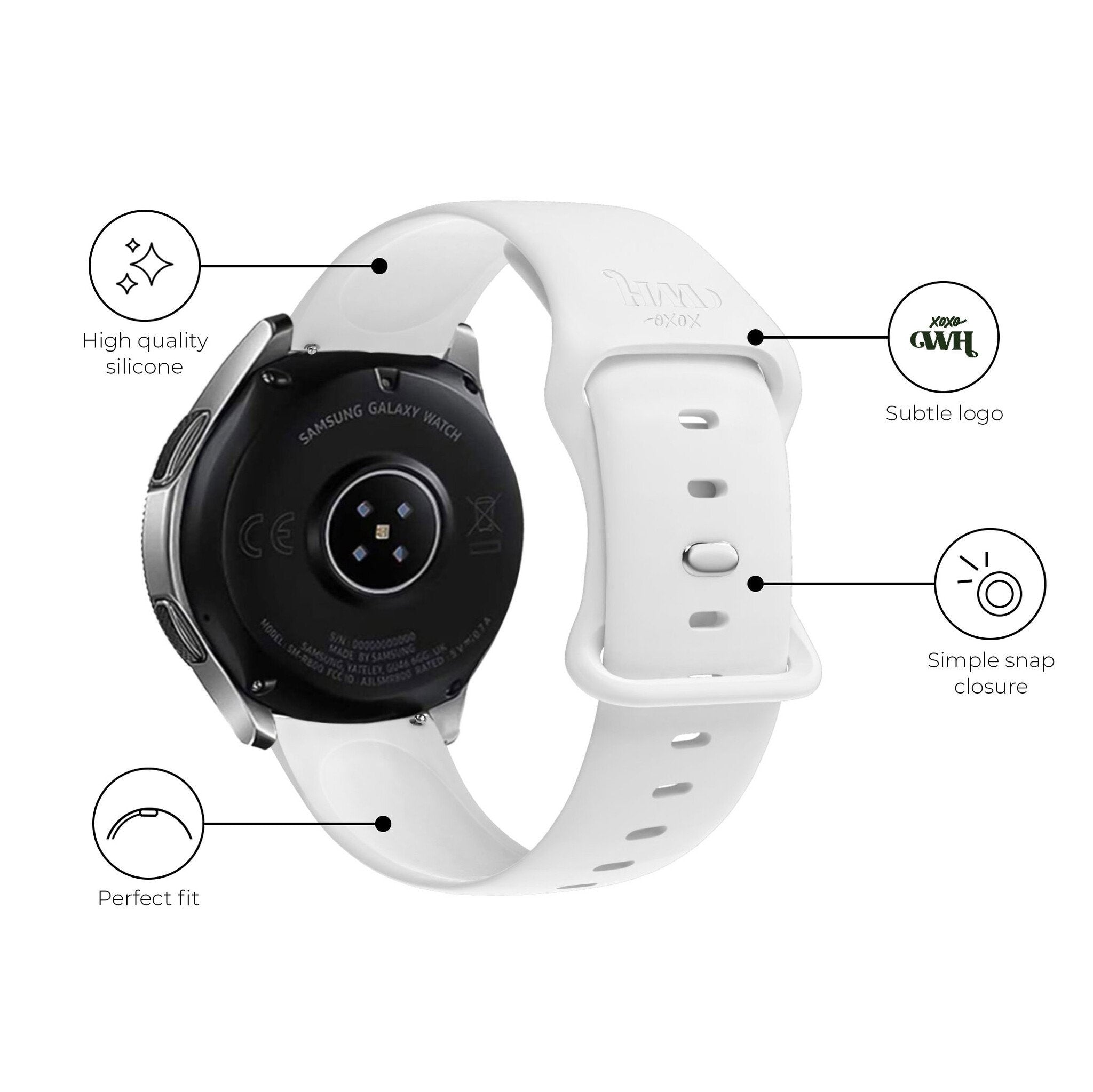 Bracelet silicone xoxo Wildhearts Samsung Galaxy Watch 5 - 44mm (blanc)
