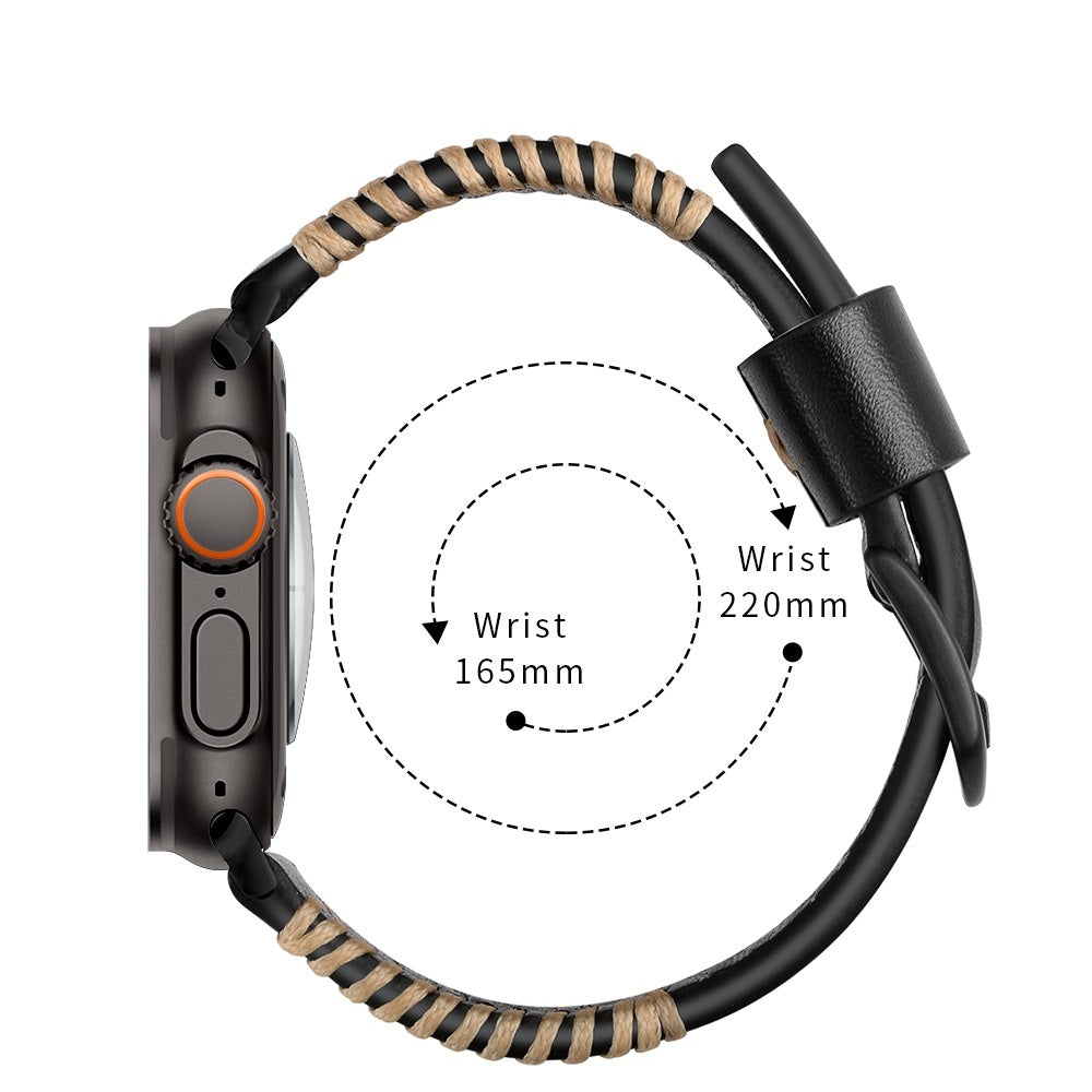 Bracelet cuir cousu Apple Watch Ultra (noir)