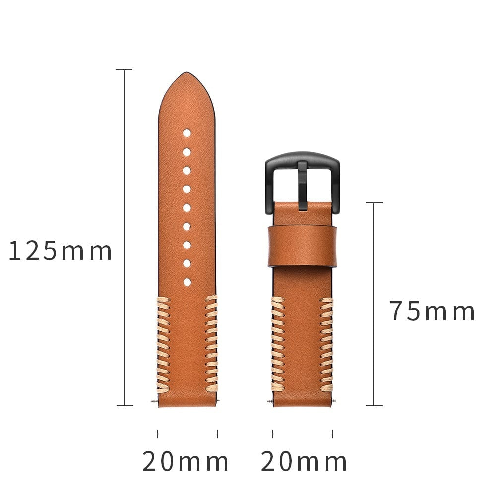 Bracelet en cuir cousu Samsung Galaxy Watch Active (brun) 