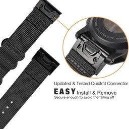 Bracelet nylon á boucle Garmin Instinct E - 45mm (noir)