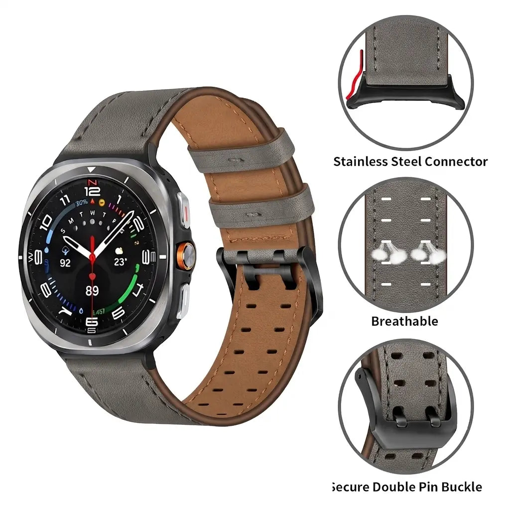 Bracelet cuir à double épingle Samsung Galaxy Watch Ultra (gris)
