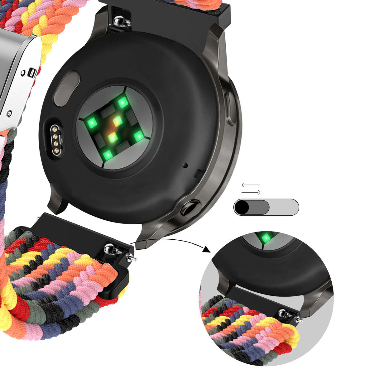 Bandz Bracelet nylon tissé Garmin Forerunner 170 (multicolore)
