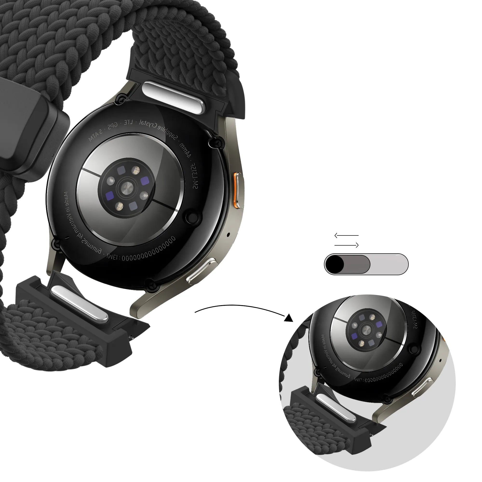Bandz Bracelet trensé 'Easy Fit' Samsung Galaxy Watch 5 Pro (noir)