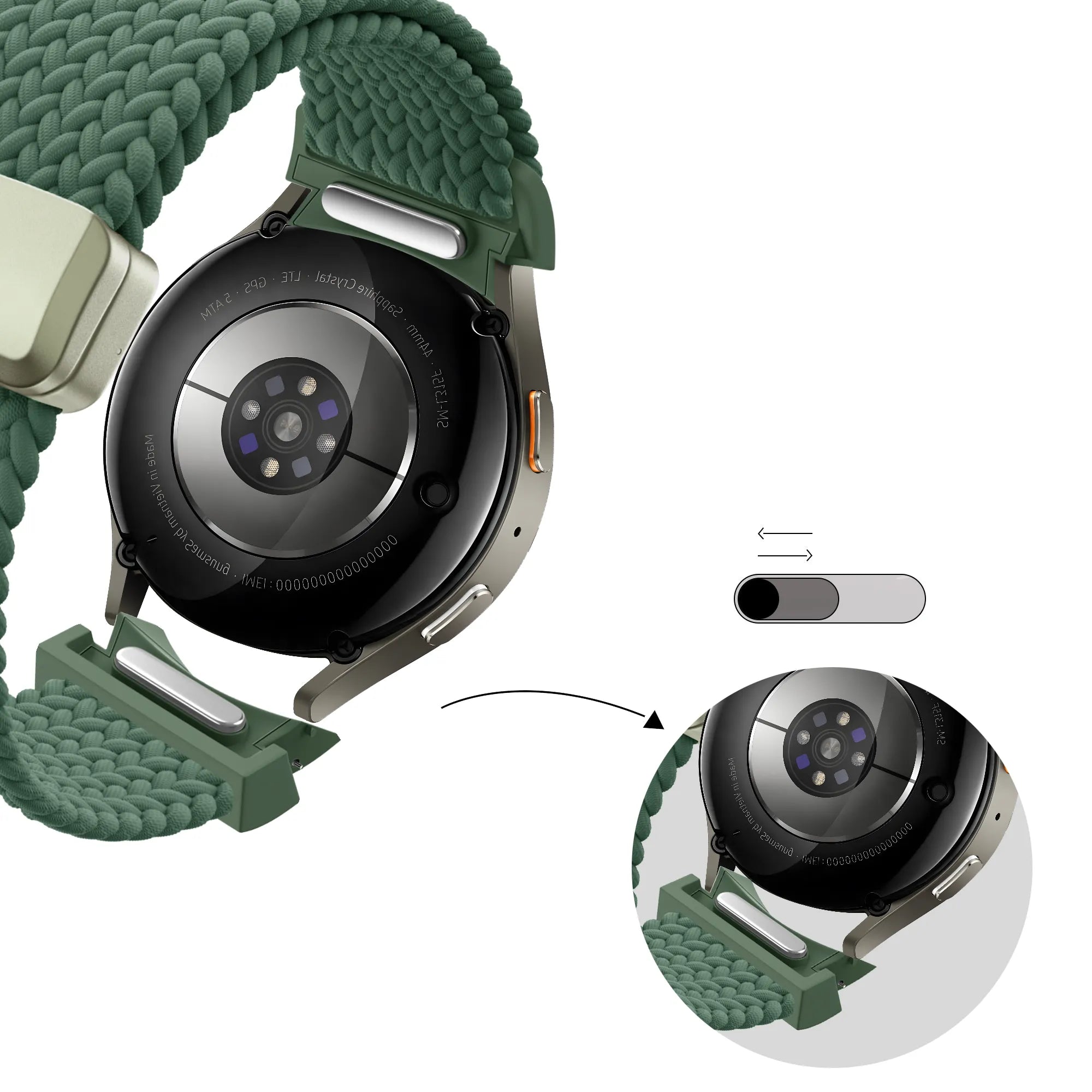 Bandz Samsung Galaxy Watch 5 - 44mm Braided Strap 'Easy Fit' (Green)
