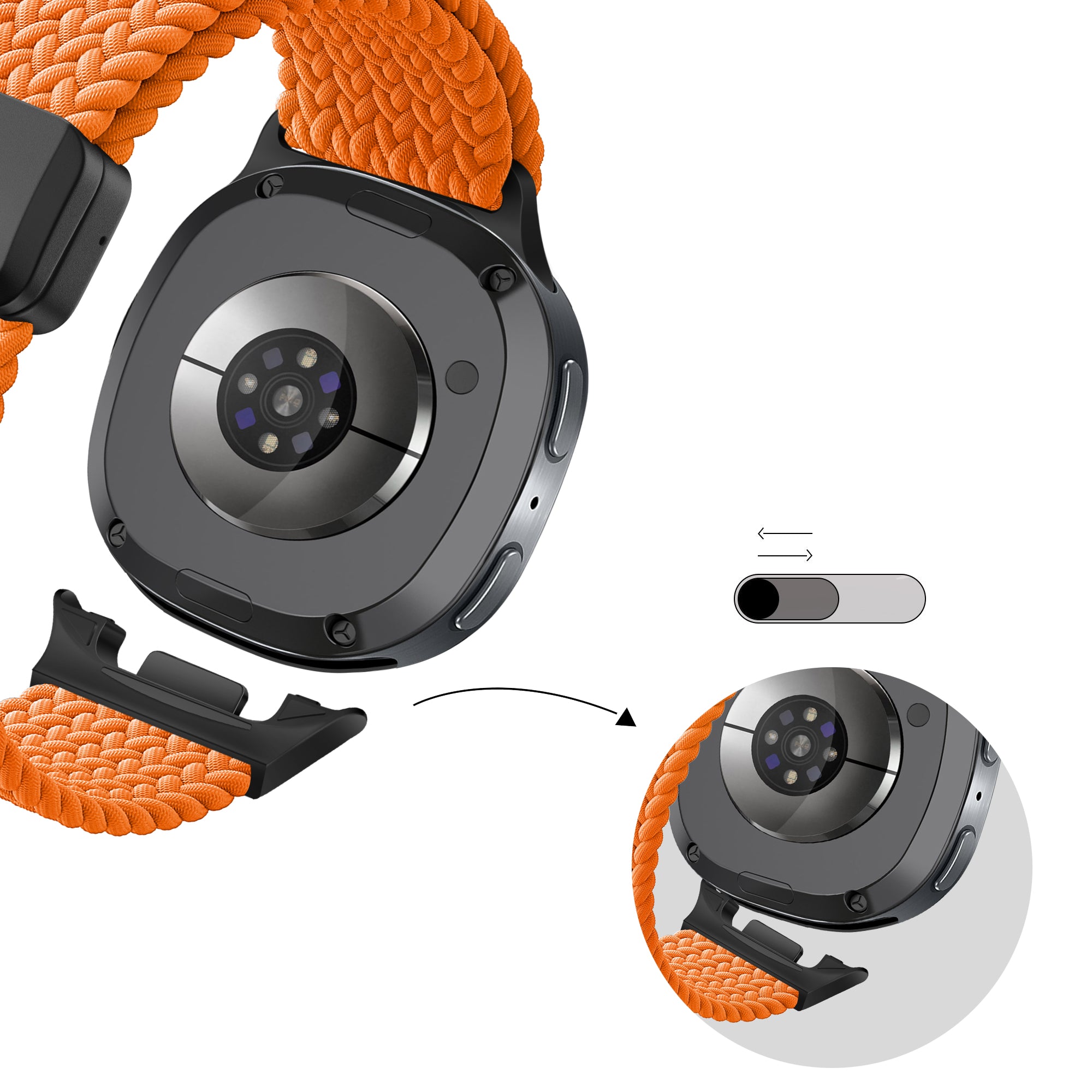 Bandz Bracelet tissé magnétique Samsung Galaxy Watch 8 - 44mm (orange)