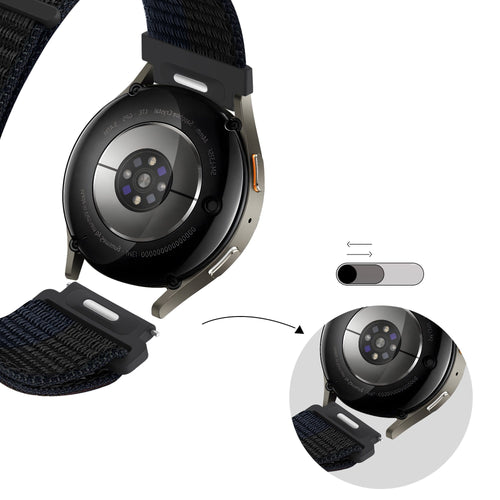 Bandz Samsung Galaxy Watch 4 Classic 42mm Nylon Strap 'Easy Fit' (Black/Blue)