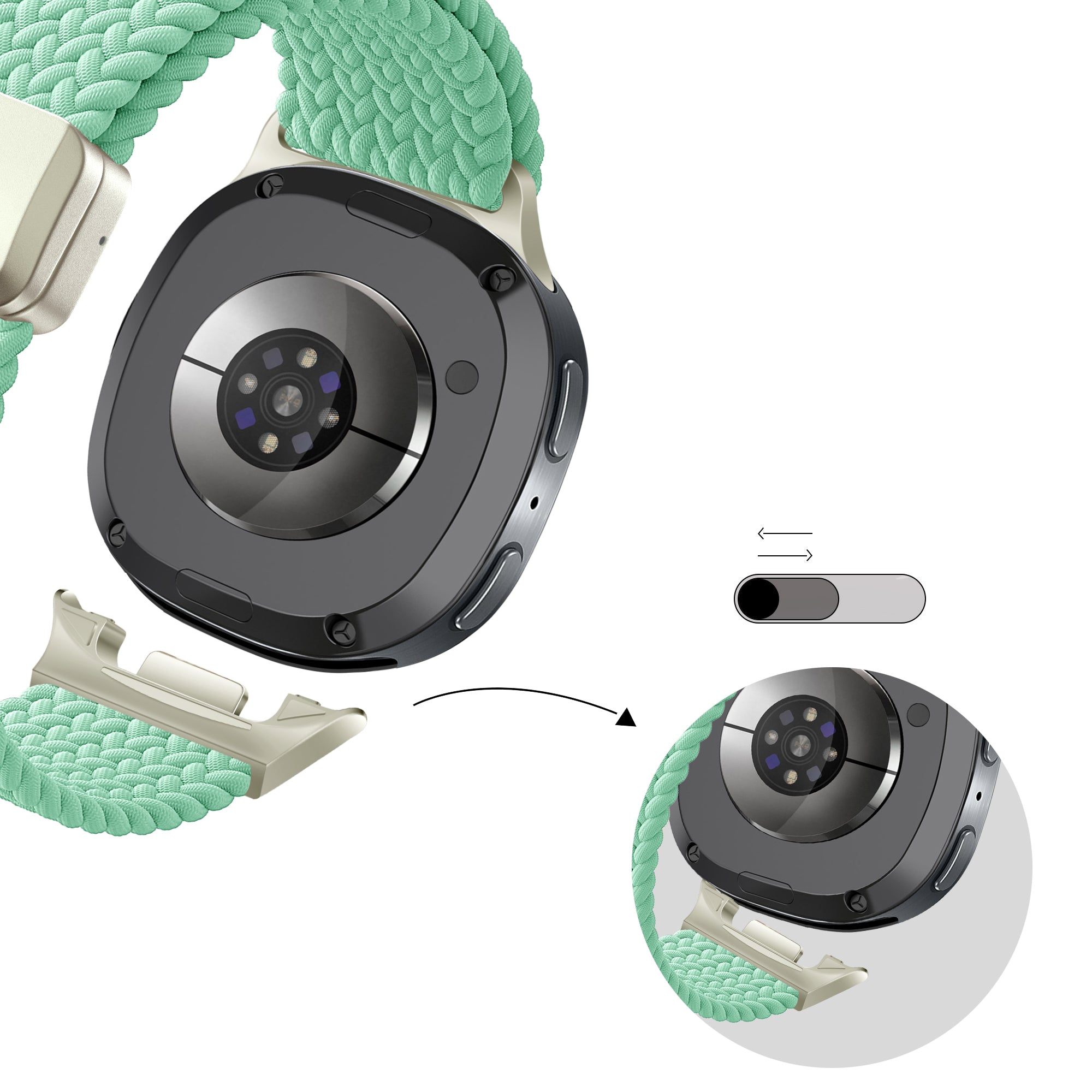 Bandz Bracelet tressé magnétique Samsung Galaxy Watch 9 - 40mm (vert menthe)