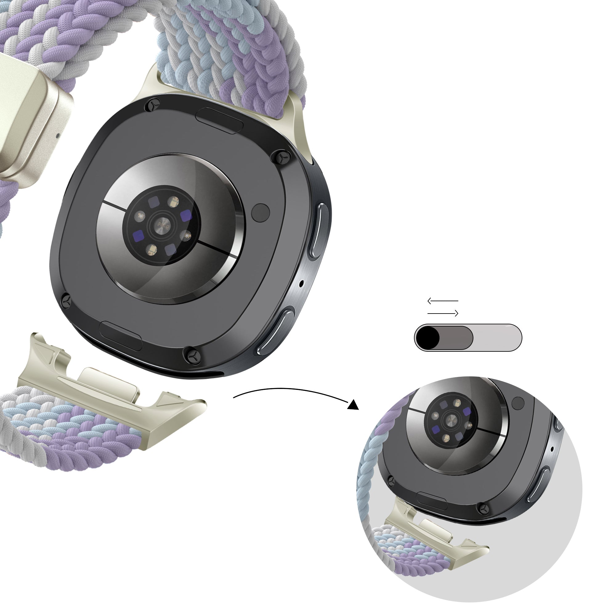 Bandz Bracelet tissé magnétique Samsung Galaxy Watch 8 Classic (violet mixte)