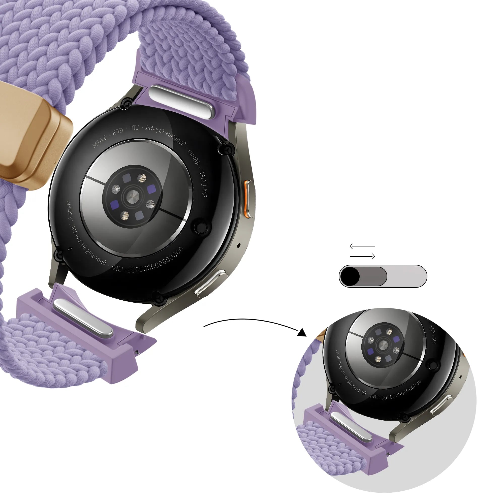 Bandz Samsung Galaxy Watch 5 - 44mm Braided Strap 'Easy Fit' (Lilac)