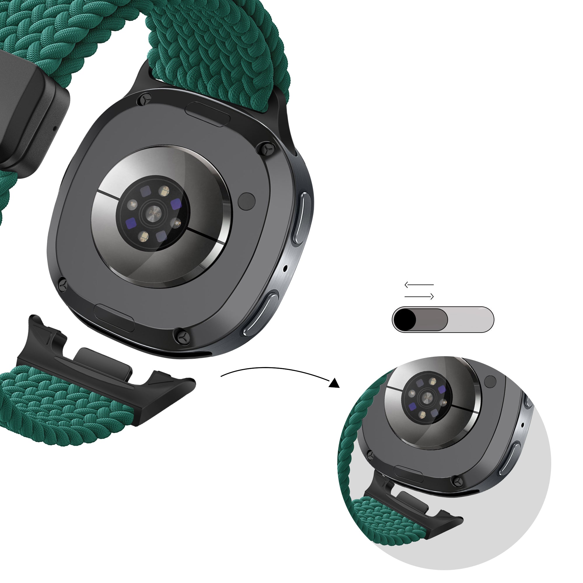 Bandz Samsung Galaxy Watch 8 Classic Magnetic Braided Strap (Green)