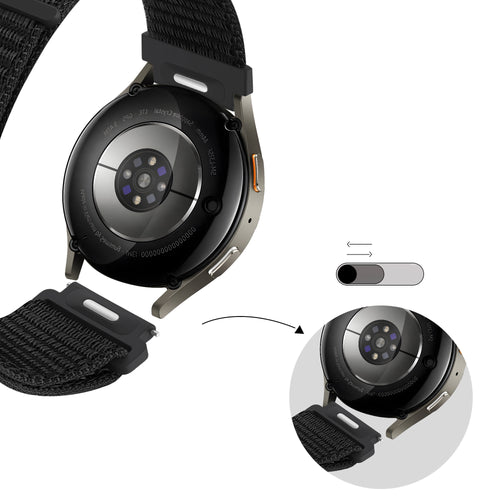 Bandz Samsung Galaxy Watch 7 - 44mm Nylon Strap 'Easy Fit' (Black)