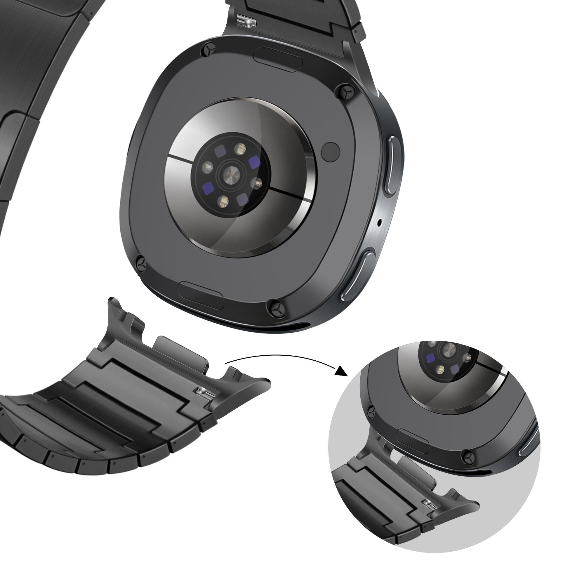Bandz Bracelet titane 'One Bead' Samsung Galaxy Watch 8 - 40mm (noir)