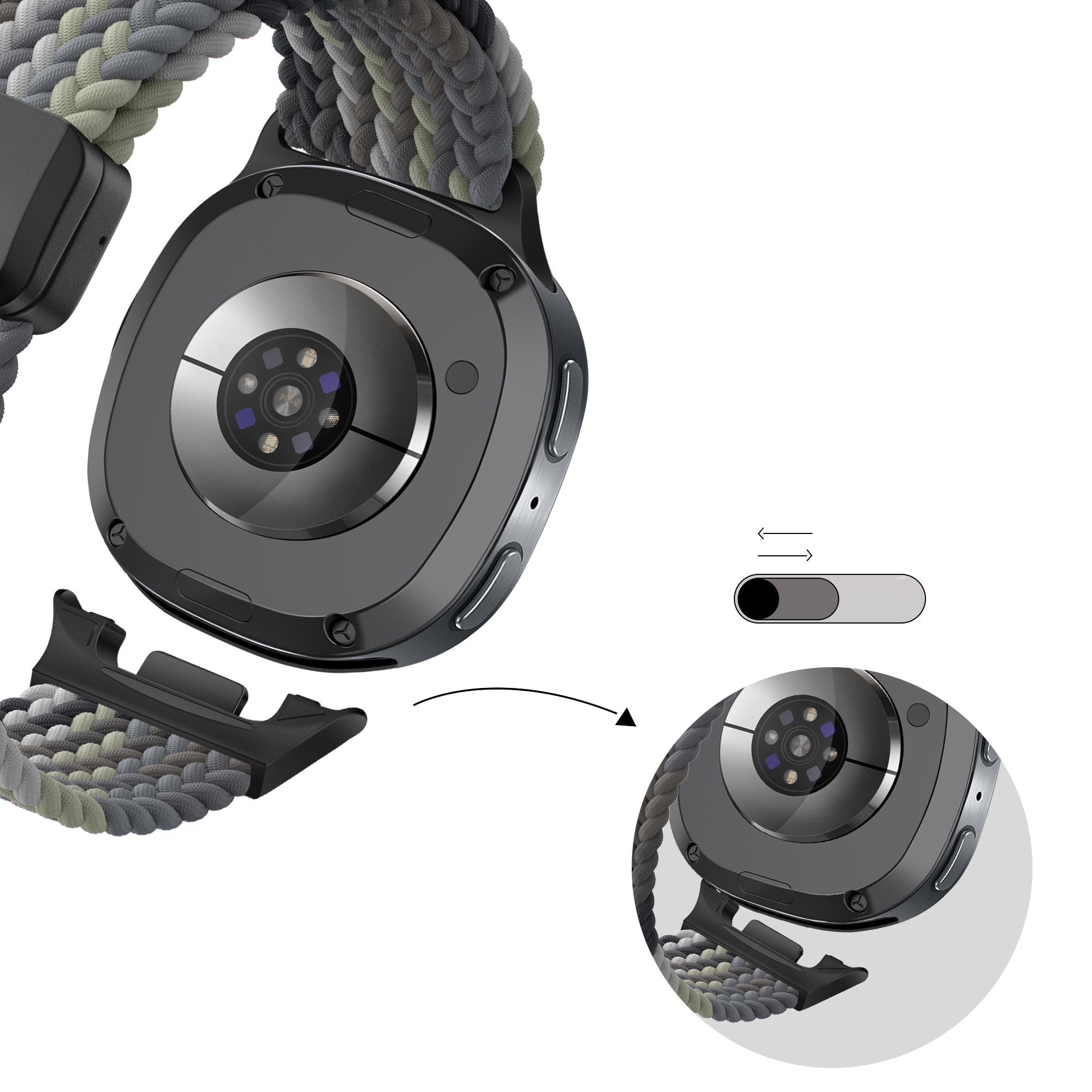 Bandz Bracelet tressé magnétique Samsung Galaxy Watch 9 - 40mm (noir mandala)