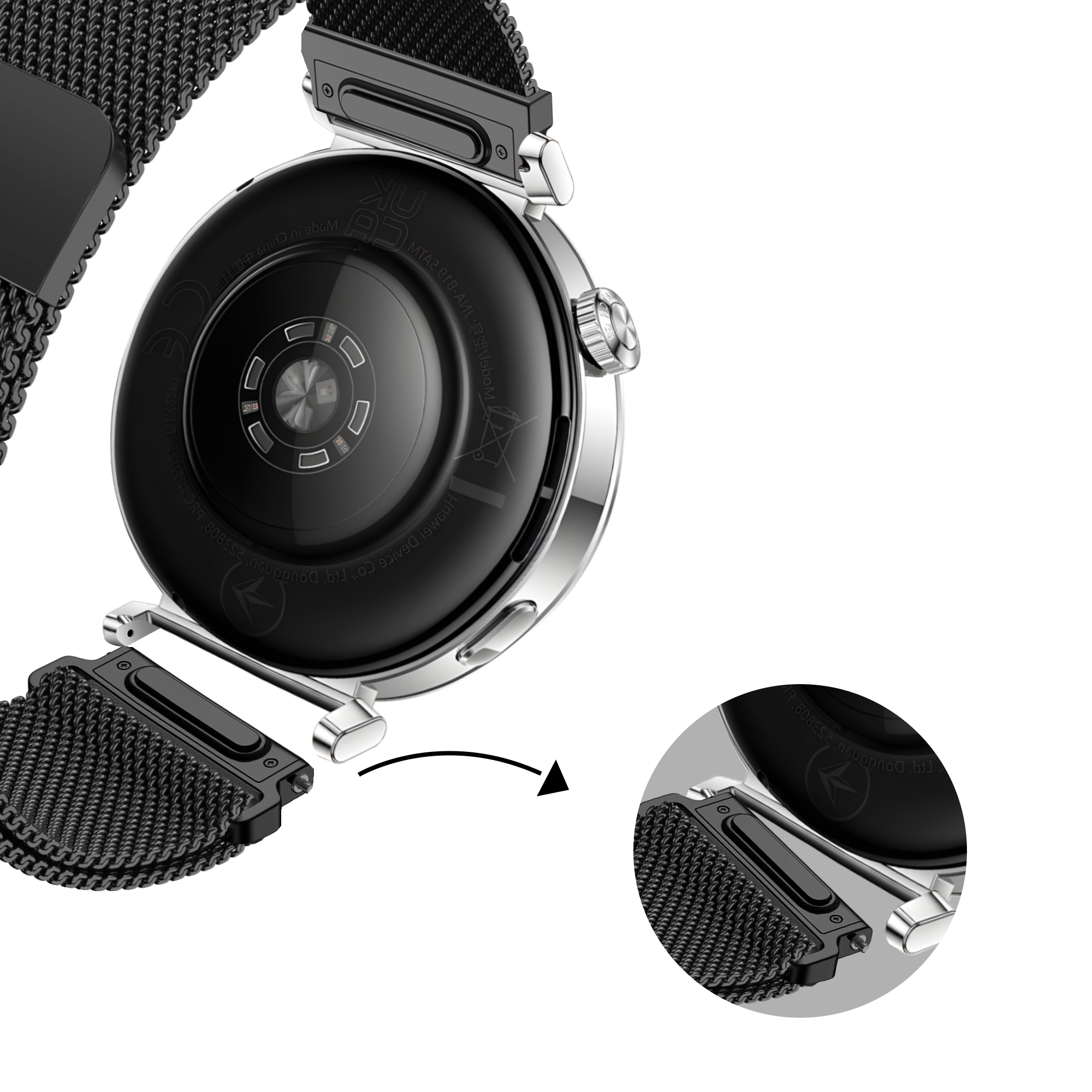 Bandz Bracelet milanais 'Easy fit' Withings ScanWatch 2 - 38mm (noir)