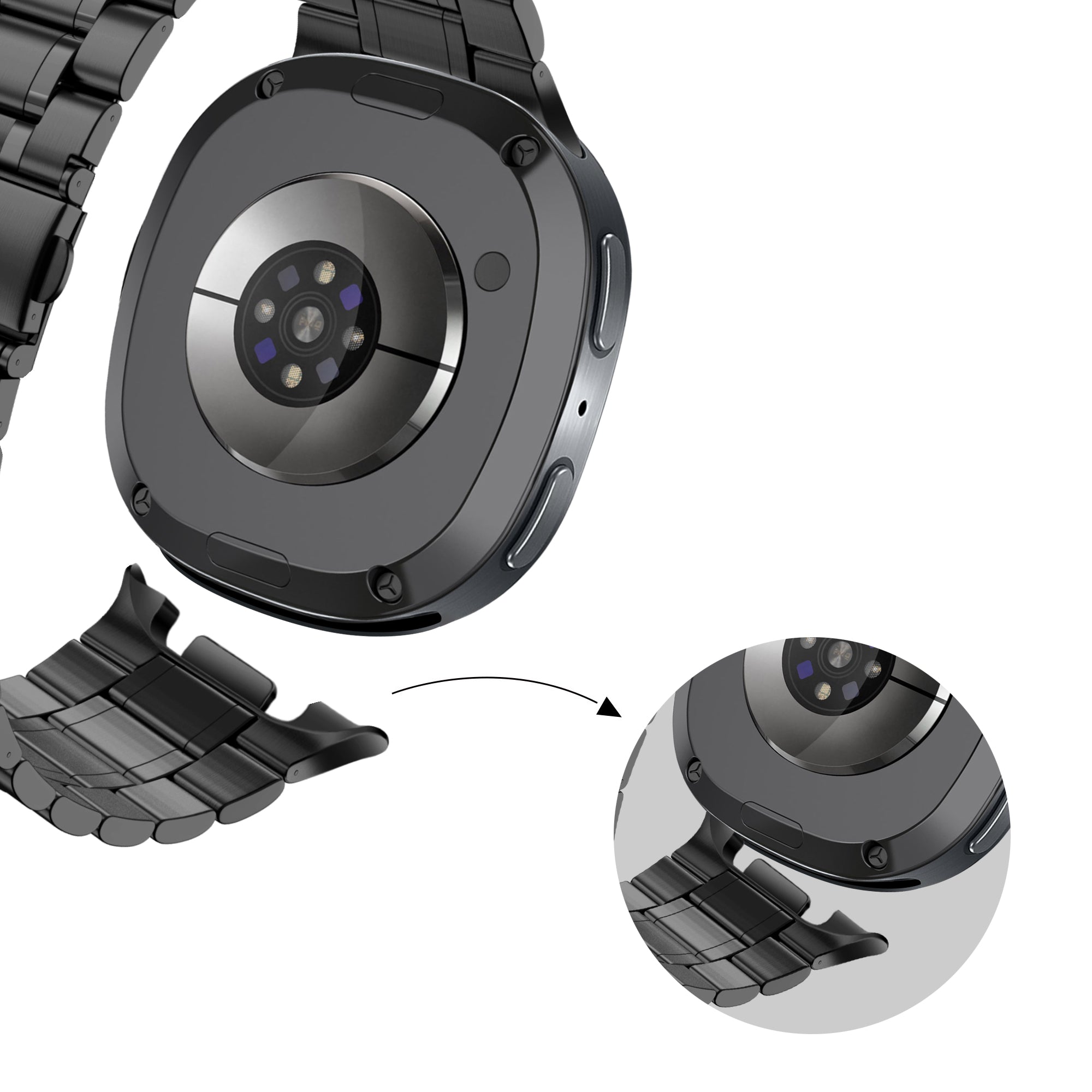 Bandz Bracelet acier 'Deluxe' Samsung Galaxy Watch 8 - 40mm (noir)