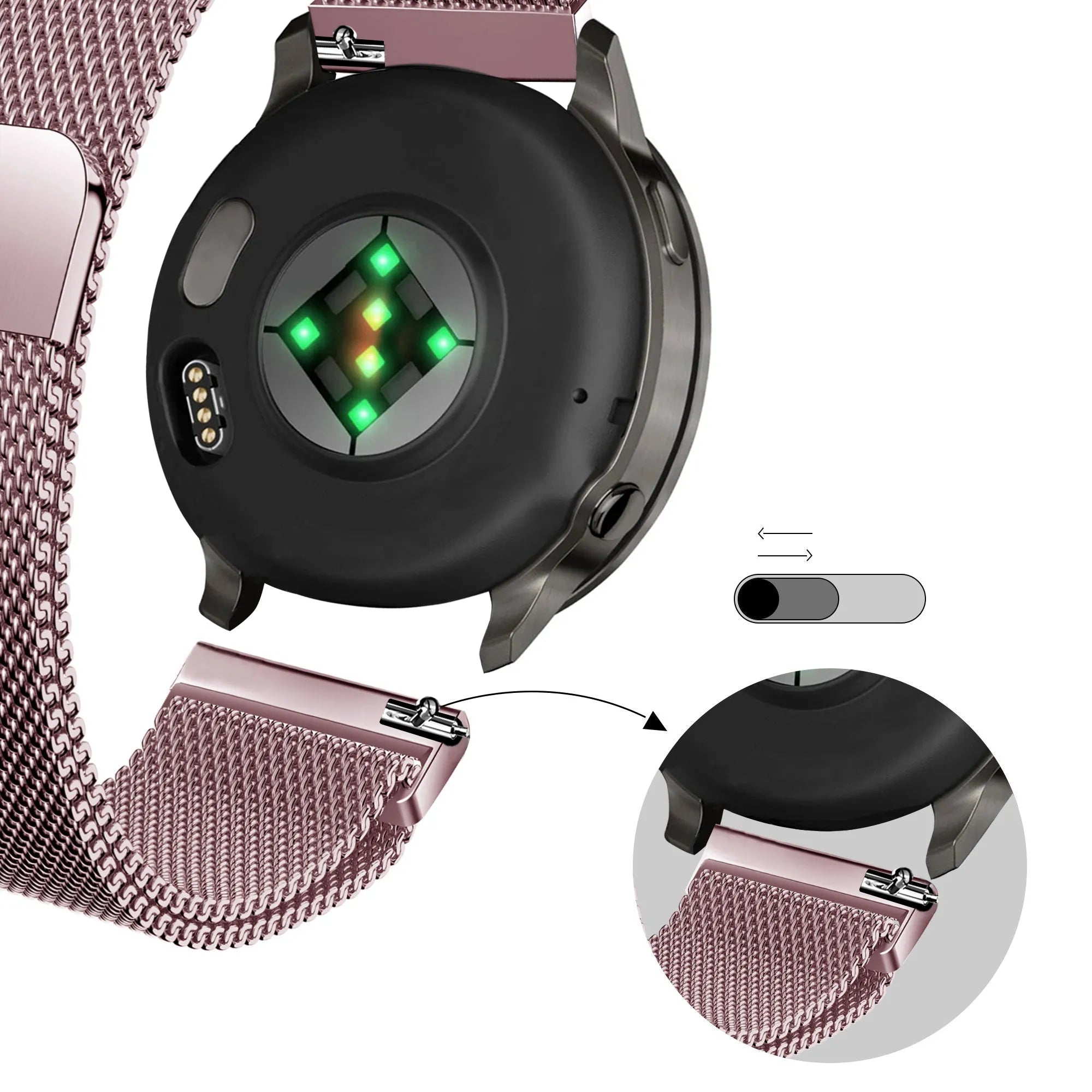 Bandz Bracelet milanais Loop Garmin Forerunner 265s (rose)