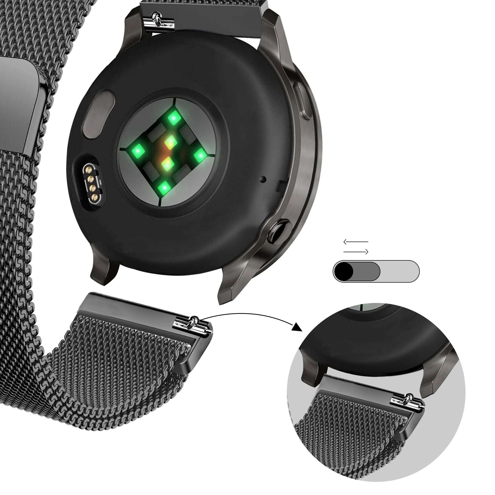 Bandz Bracelet milanais Loop Garmin Venu 4 - 41mm (noir)